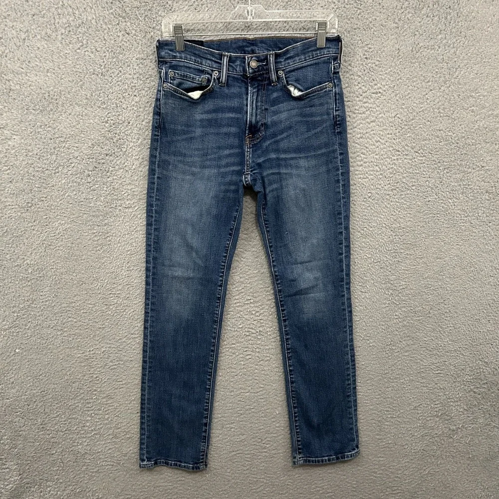 Abercrombie Fitch Jeans Mens 29x32 Blue Denim Straight Stretch Slim Fit Adult‎